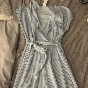 Blue/White striped Capri Jumpsuit